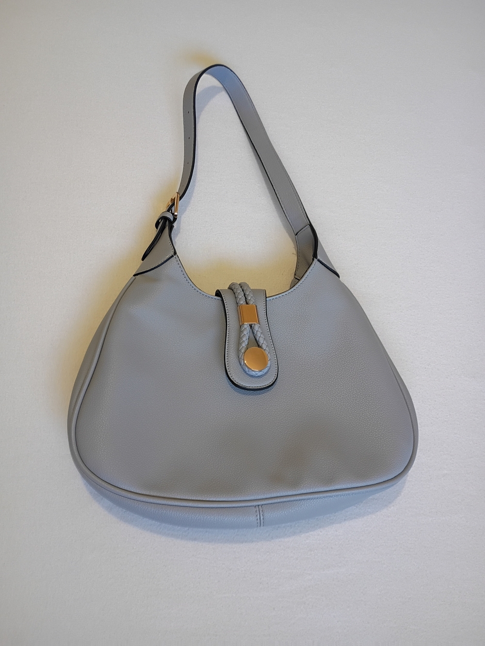 Jen & Co Dusty Blue Crescent Hobo Bag Magnetic Snap Buckle Purse Vegan Leather